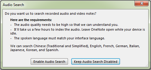 audio search screen shot