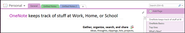 Onenote opening screen