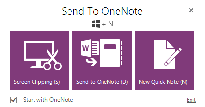 Send to OneNote screen shot